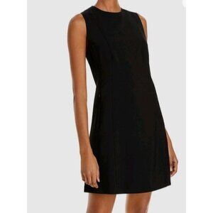 Theory Wool Dress Randria Evian Small Stretch Black Grey A-line Striped $345